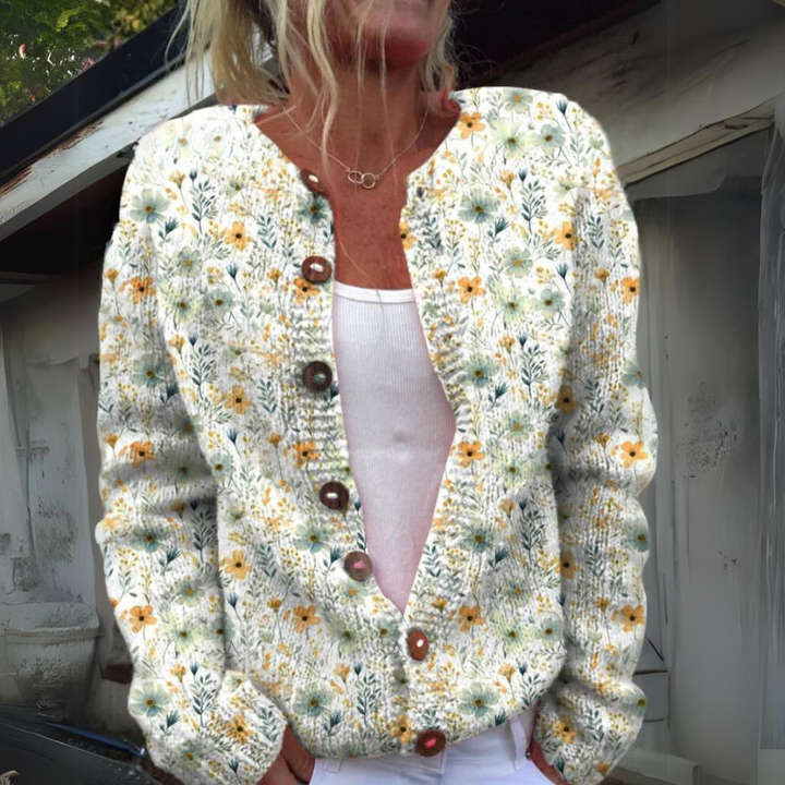 Iconique™ | Elegant och bekväm stickad cardigan med blommigt tryck